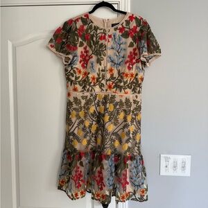 Tahari ASL Embroidered Floral Sheath Dress
